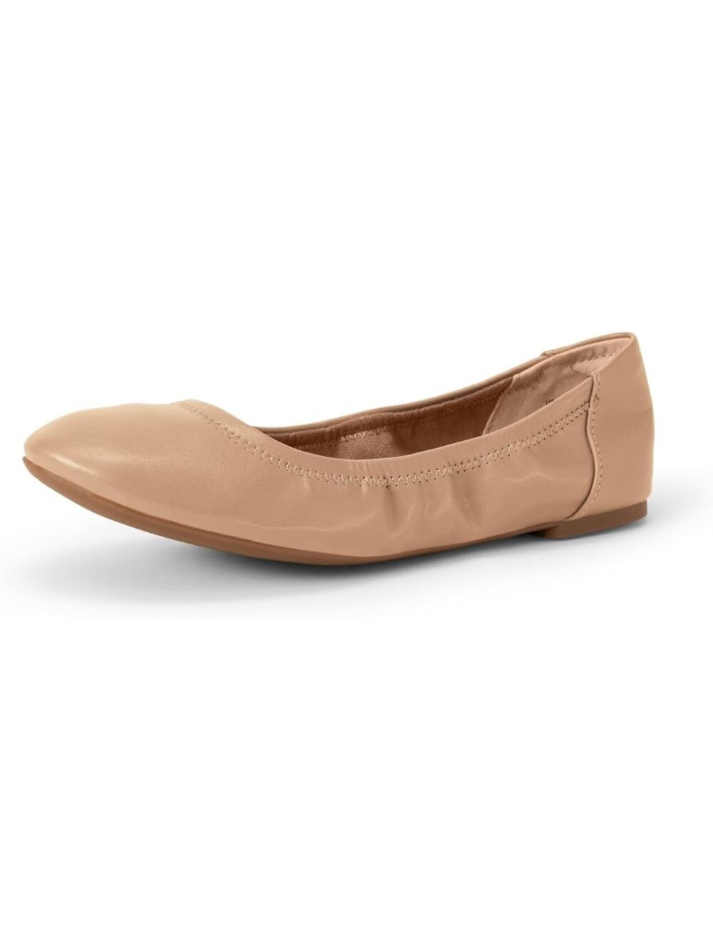 Women's Beige Faux Leather Synthetic Comfortable Slip-On Ballet Flat Shoes